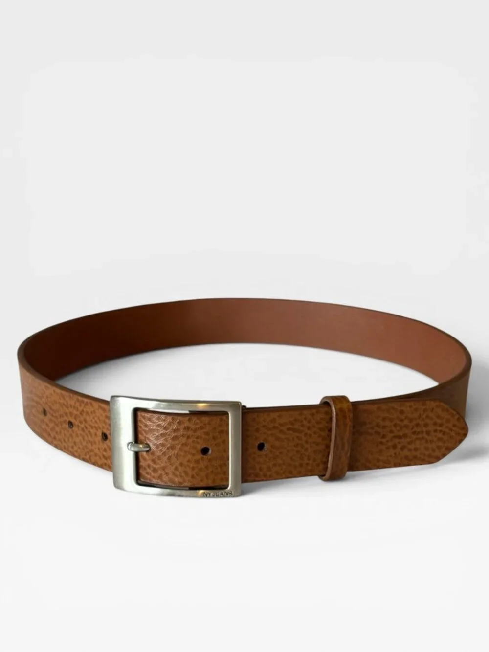 New York & Company Brown Textured Belt Silver Buckle Size Medium 37”